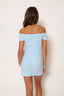 TERRY CLOTH OFF SHOULDER COOL BLUE DRESS