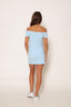TERRY CLOTH OFF SHOULDER COOL BLUE DRESS