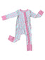 BAMBOO RUFFLE CONVERTABLE SNAP FOOTIE PAJAMA