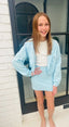RIBBED BLUE MINI SKIRT