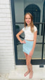RIBBED BLUE MINI SKIRT