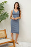 DUSTY BLUE BUTTONED MIDI DRESS