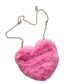 PINK PLUSH HEART SHAPE BAG