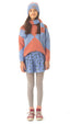 KNITTED PINK AND BLUE SWEATER.