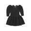 BLACK CURLY DRESS.