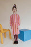 CORAL PINK BLOCK STRIPE DRESS.