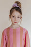 CORAL PINK BLOCK STRIPE DRESS.