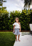 SEERSUCKER PLEATED SKIRT.