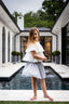 SEERSUCKER PLEATED SKIRT.