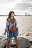 KNITTED PINK AND BLUE SWEATER.