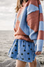KNITTED PINK AND BLUE SWEATER.
