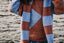KNITTED PINK AND BLUE SWEATER.
