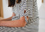 NAVY STRIPE DRESS.